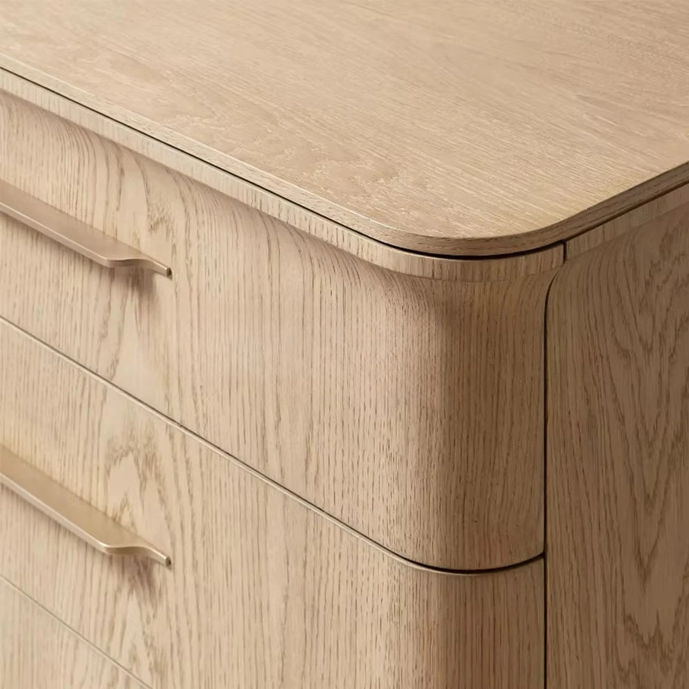 طاولة بجانب السرير بثلاثة أدراج من الخشب الصلب وأثاث غرفة النوم وطاولة بجانب السرير مغلقة