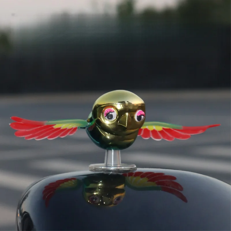 Accompanying Bird   Flying Bird Motorcycle Car Creative Ornament Wind Power No Plug-in Decoration Simulation Ornament
