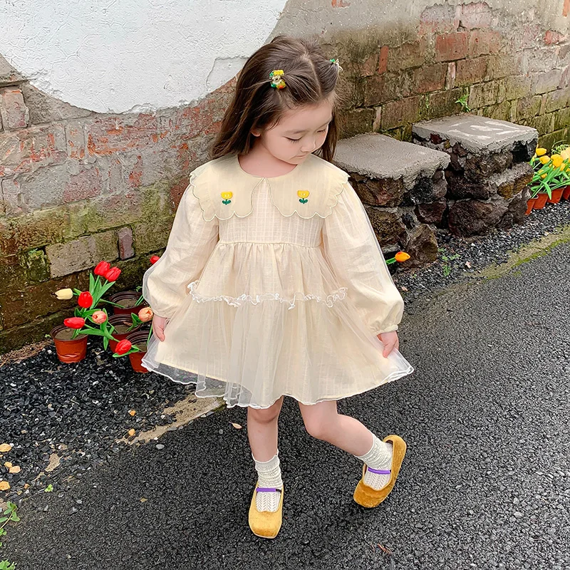 Vestido de Princesa Floral para Bebés, Roupa Infantil, Vestidos de Festa de Aniversário, 2 a 8 Anos, Primavera