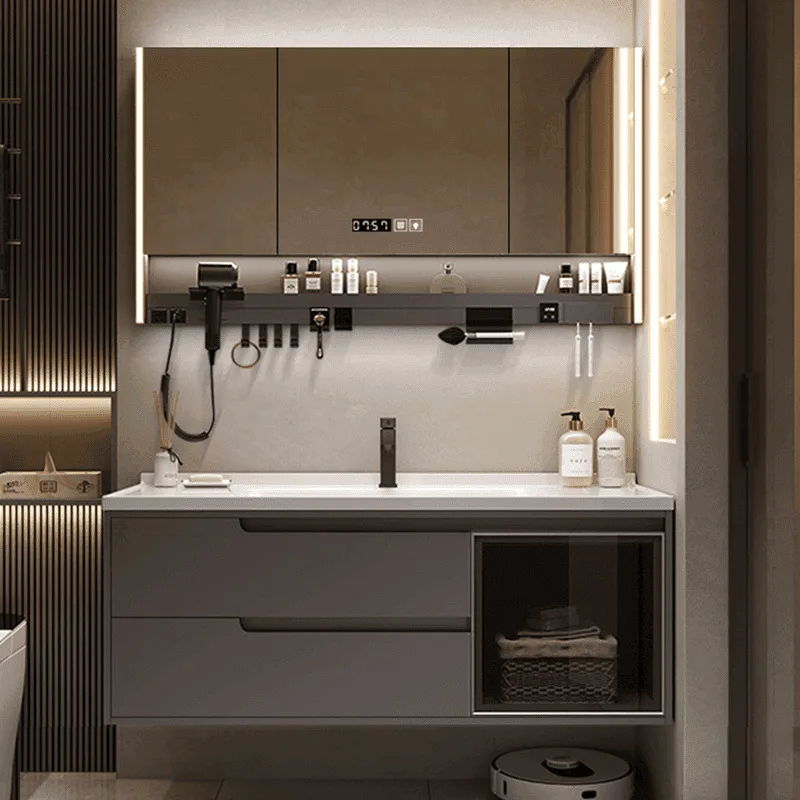 Bathroom Cabinet Washbasin Cabinet Combination Ceramic Integrated Basin Washbasin Toilet Washtop Solid Wood Modern Simplicity