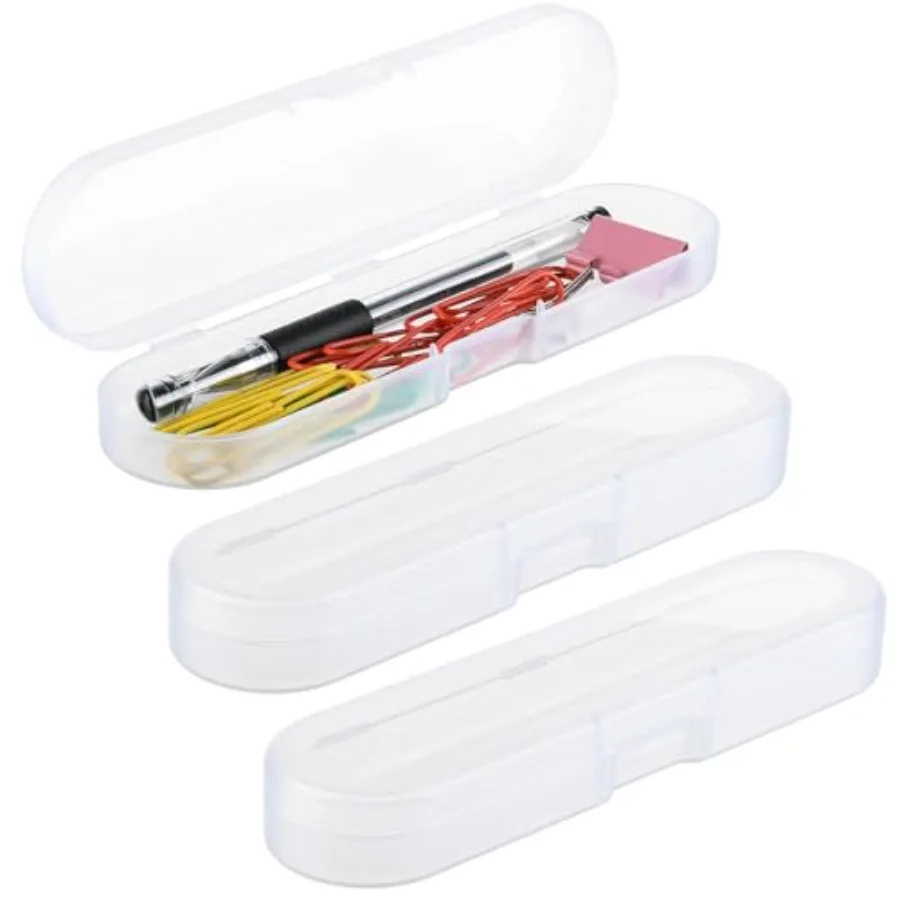 

Clear Color Pack of 3 Mini Craft Pencil Container Case Storage Box, Snap Closure for Pen, Pencils, Office Supplies, Markup Brus