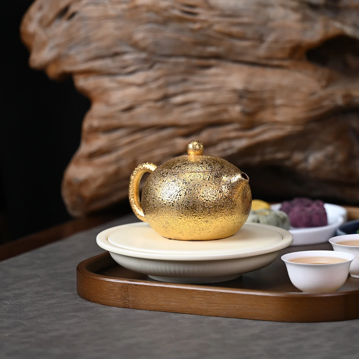 Original Ore Da Hong Pao Purely Handmade Gilded Oil Drop Xishi Practical Yixing Clay Teapot Kung Fu Tea Set 280ML