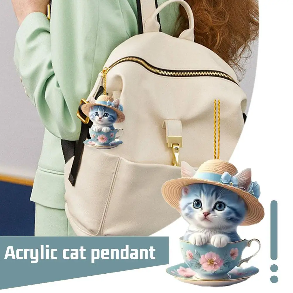 New Cute Pendant Set Acrylic Magic Kitten Decor Adorable Acrylic Pendants For Car Xmas Tree Decorations Blue Ke I7y3