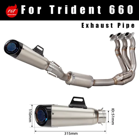 High Performance Full Side Exhaust Pipe Modified for Triumph Trident 660