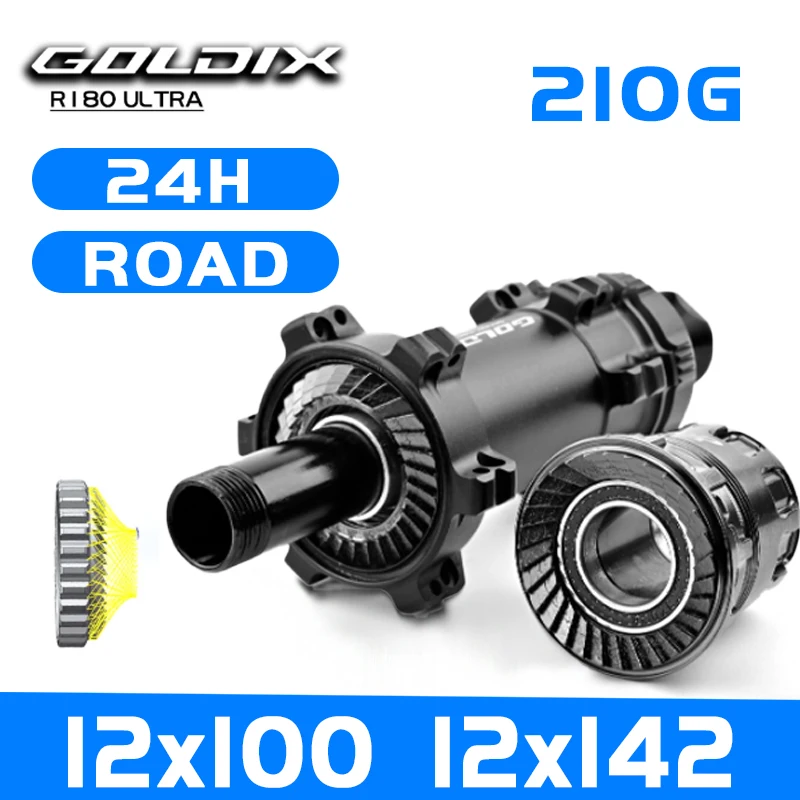 

GOLDIX R180 Ultra 24H Road Hub Ratchet 30T Straight Pull Center Lock Ultralight Front 12x100 Rear 12x142 HG XDR Bike Cube