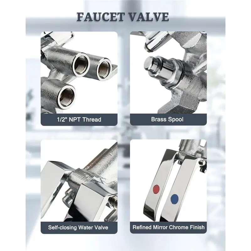 AB47-Double Knee Control Non-Contact Hand-Free Faucet Valve-Sink Pedal Foot Operated For Commercial& Institutional Use