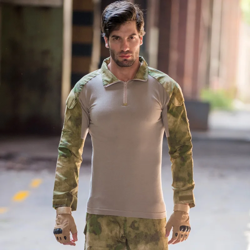 Traje de camuflaje al aire libre para hombre, camisa militar de combate, traje de entrenamiento Cs, camiseta de caza