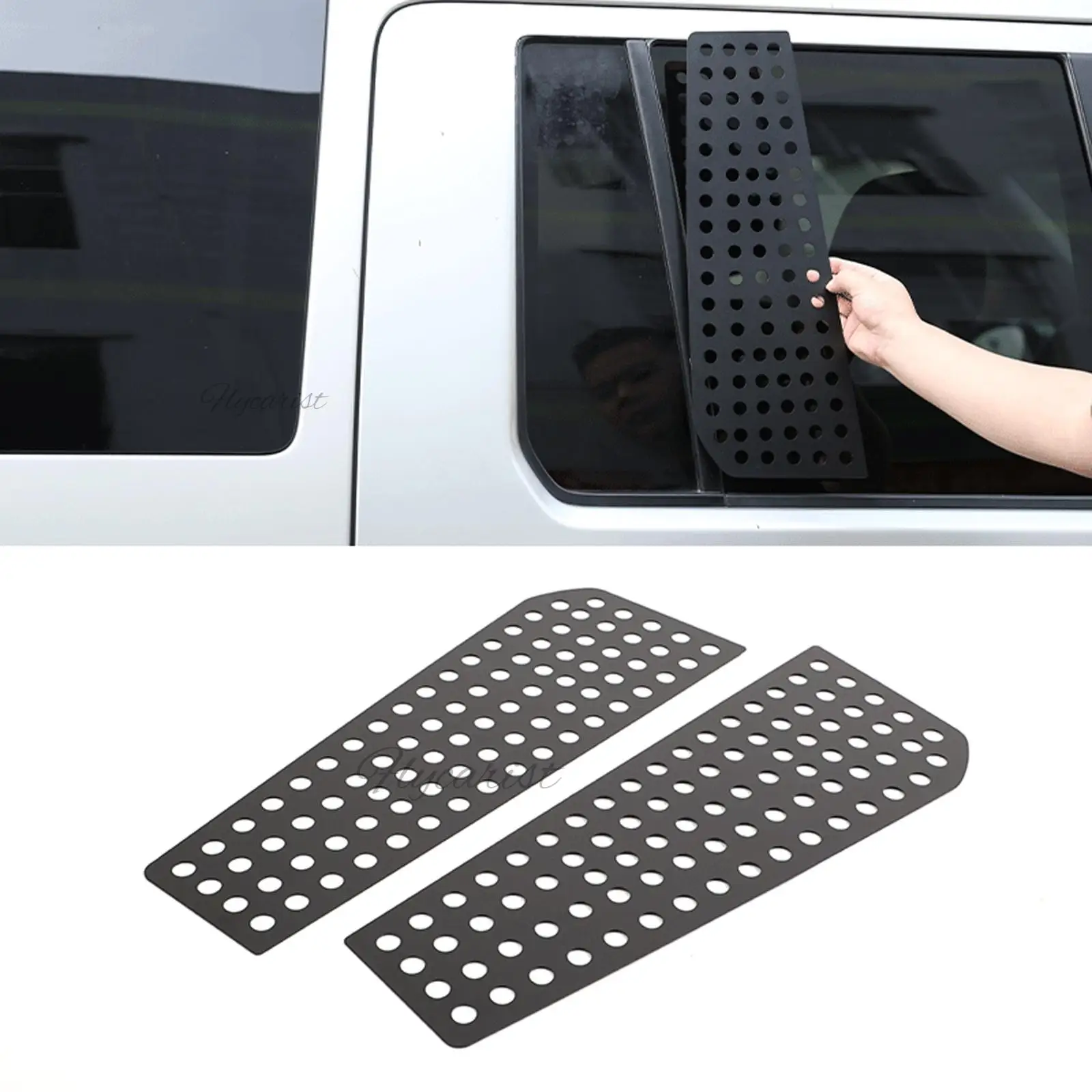 Aluminum Alloy Rear Side Window Dot Decorative Panel Black For Land Rover Discovery 4 L&R