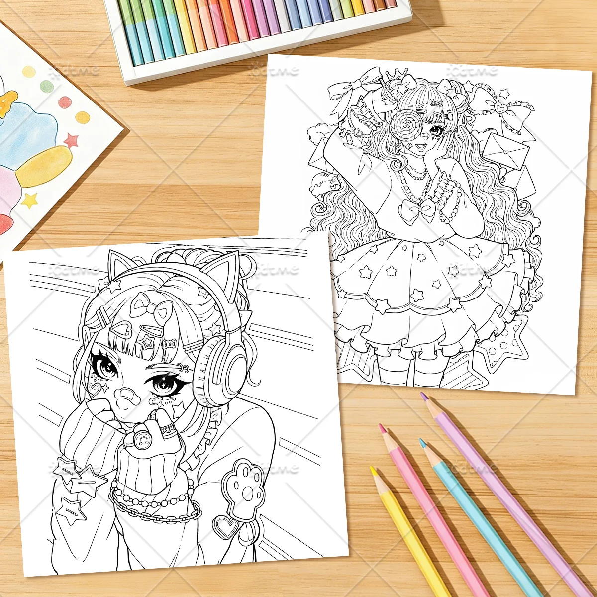 DECORA GIRLS Malbuch für Erwachsene mit Cartoon-Motiven und Einfachen Mustern zur Entspannung, DIY Mal- und Zeichenbücher für Jugendliche – Detail 8