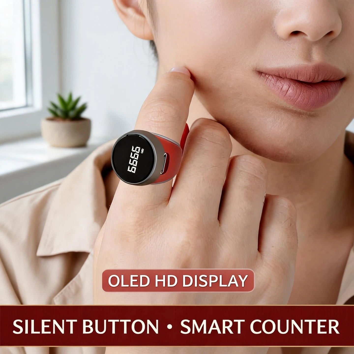 New Tibetan Style Smart Finger Ring Tally Counter, Rechargeable Silent Digital Display Clicker for Prayer Mantra Counting