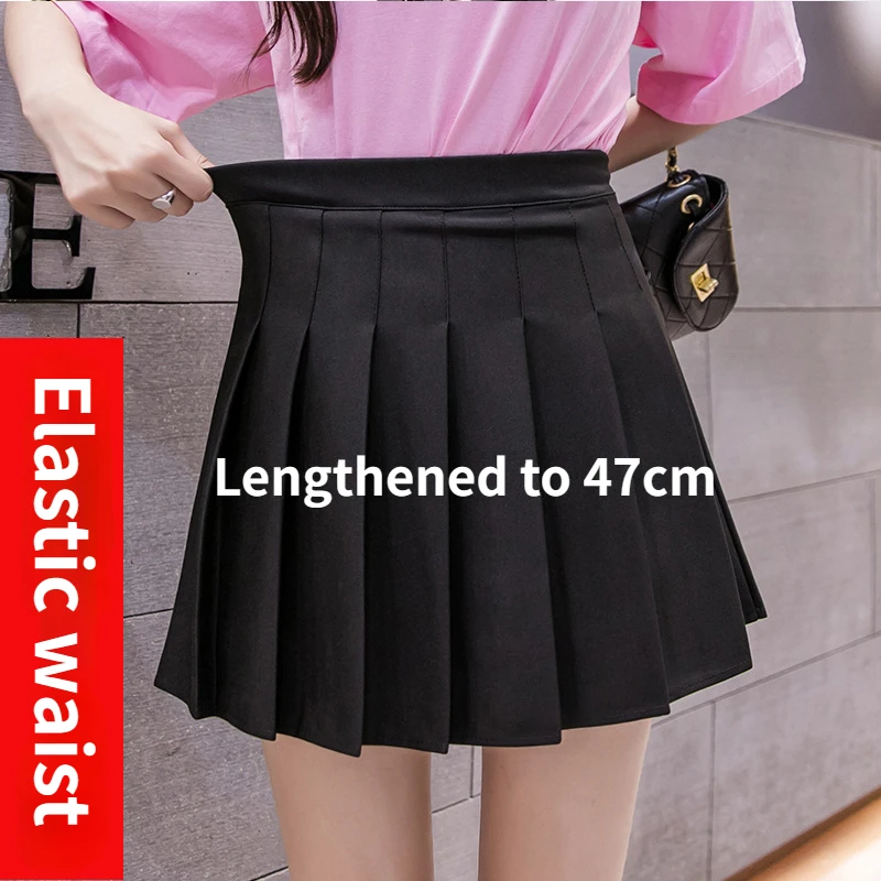 2024 New Elastic Waist Lengthened Plaid Mini-skirt Girl Short Skirt Scottish High Waist Slim Student Pleated Skirt A-line Skirt