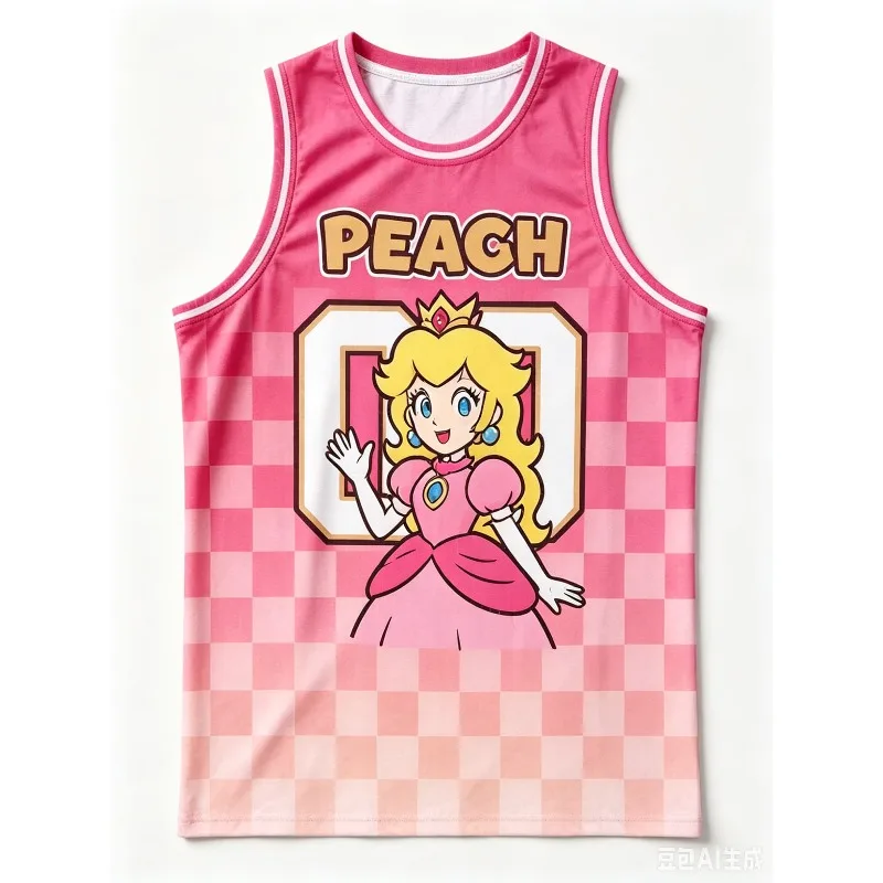 Kids Super Mario Jersey Sleeveless Tank Top Cartoon Vest Summer Sportswear Children Anime Game Print Shirt Casual Sports Uniform view 3