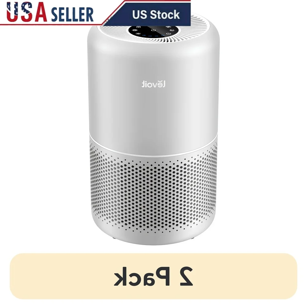 

2 упаковки очистителя воздуха с сердечником для больших помещений, аллергии, астмы, дыма, пыльца, шерсть домашних животных, 3-ступенчатая фильтрация, умная технология