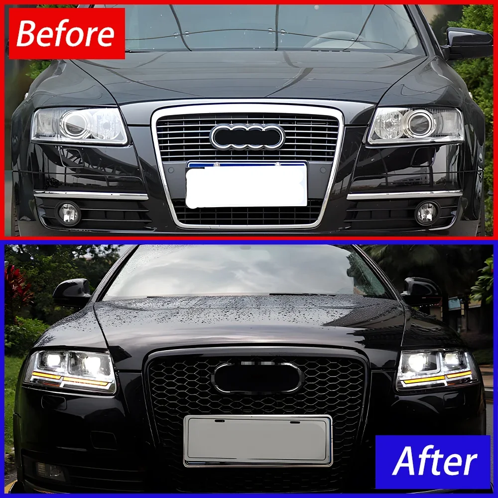 Car Front lamps Assembly For Audi A6 C7 A6L S6 2005-2011 Upgrade Q7 Style LED Auto Headlights Dual Projector Lens Accessories