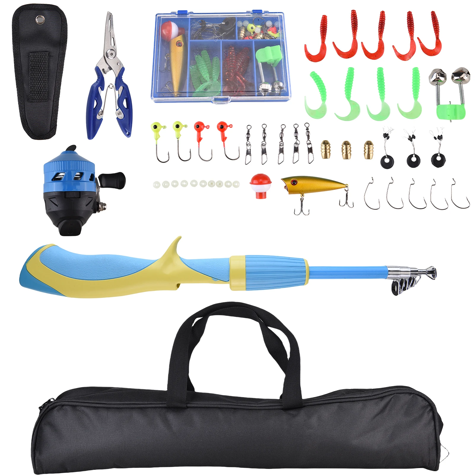 

Kids Fishing Pole Set Portable 1.3 Meter Telescopic Fishing Rod and Reel Combo Kit for Boys and Girls Telescopic Rod and Reel