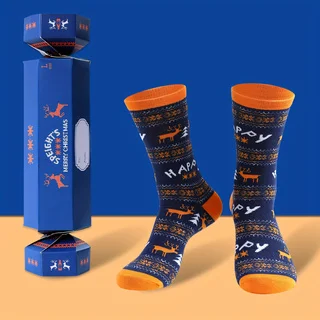 1 pair of fashionable, unique, and fun blue candy case gift socks for men and women, suitable for all seasons