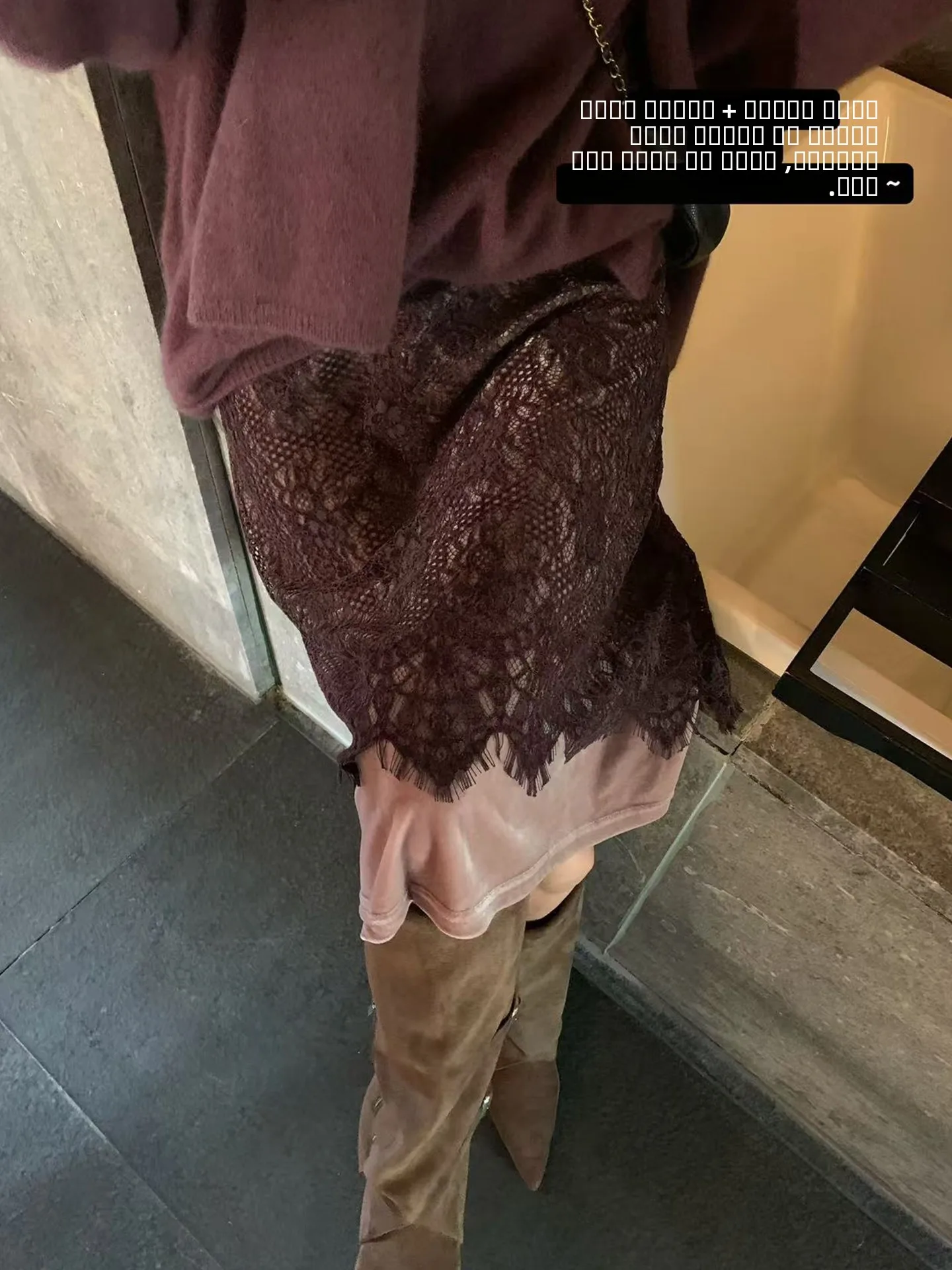 

Юбка из вельвета с кружевом и отделкой «эйла», лоскутный дизайн, женская, для повседневной носки, средняя талия, полиэстер, прямой крой