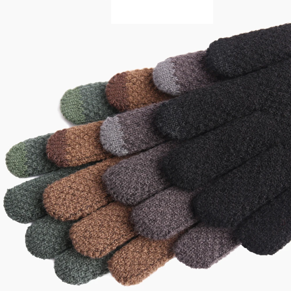 Touch compatible mens winter gloves thickened thermal knit with anti slip palm ideal for outdoor sports commuting and travel - view 5