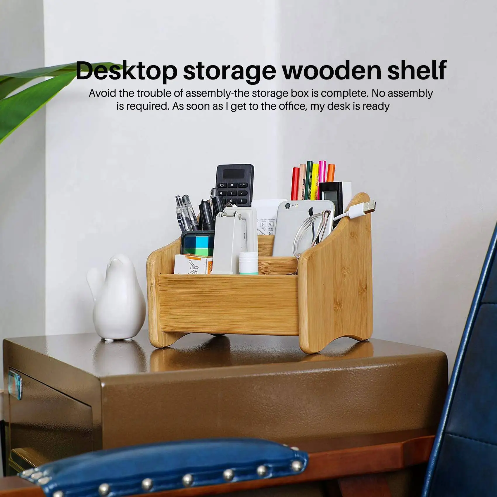 

Wood Organizer Bamboo Remote Control Holder Caddy Storage Container