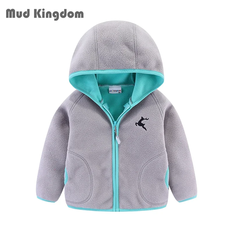 Mudkingdom Autumn Spring Girls Boys Hooded Fleece Jacket Windbreaker Zip up Reindeer Outerwear for Kids Clothes Children's Coat