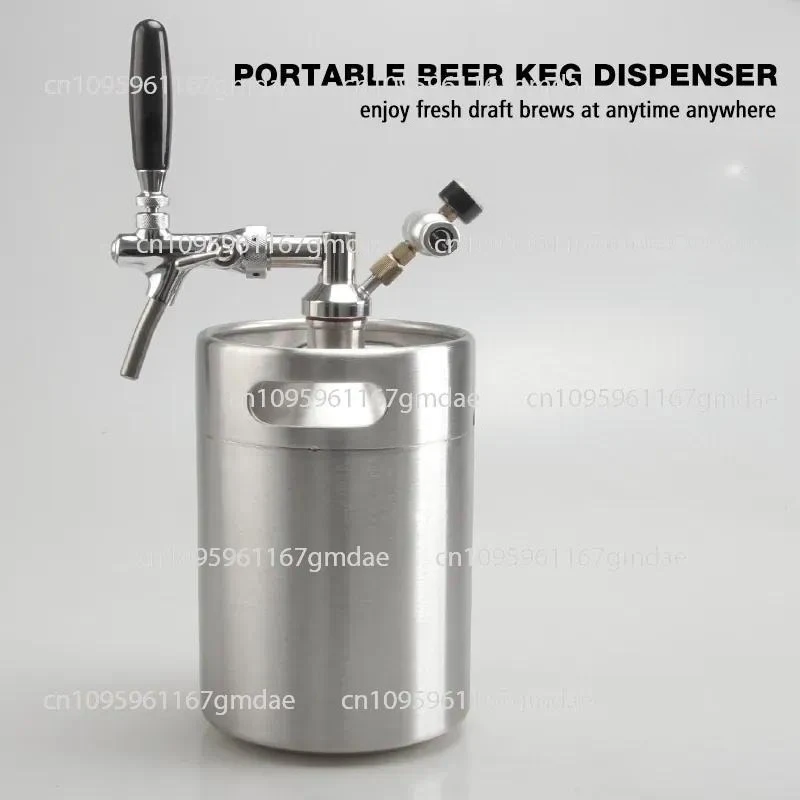 Barrel 304 Stainless Steel Portable Craft Fresh Beer Pressurized Air Hair Keg Kit Beating System Adjustable Faucet