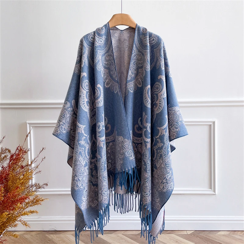 

Женский зимний шарф, кашемировые шали и накидки из пашмины, Bufandas, теплые толстые шарфы с цветочным принтом, одеяло для женщин, новинка 2023 года