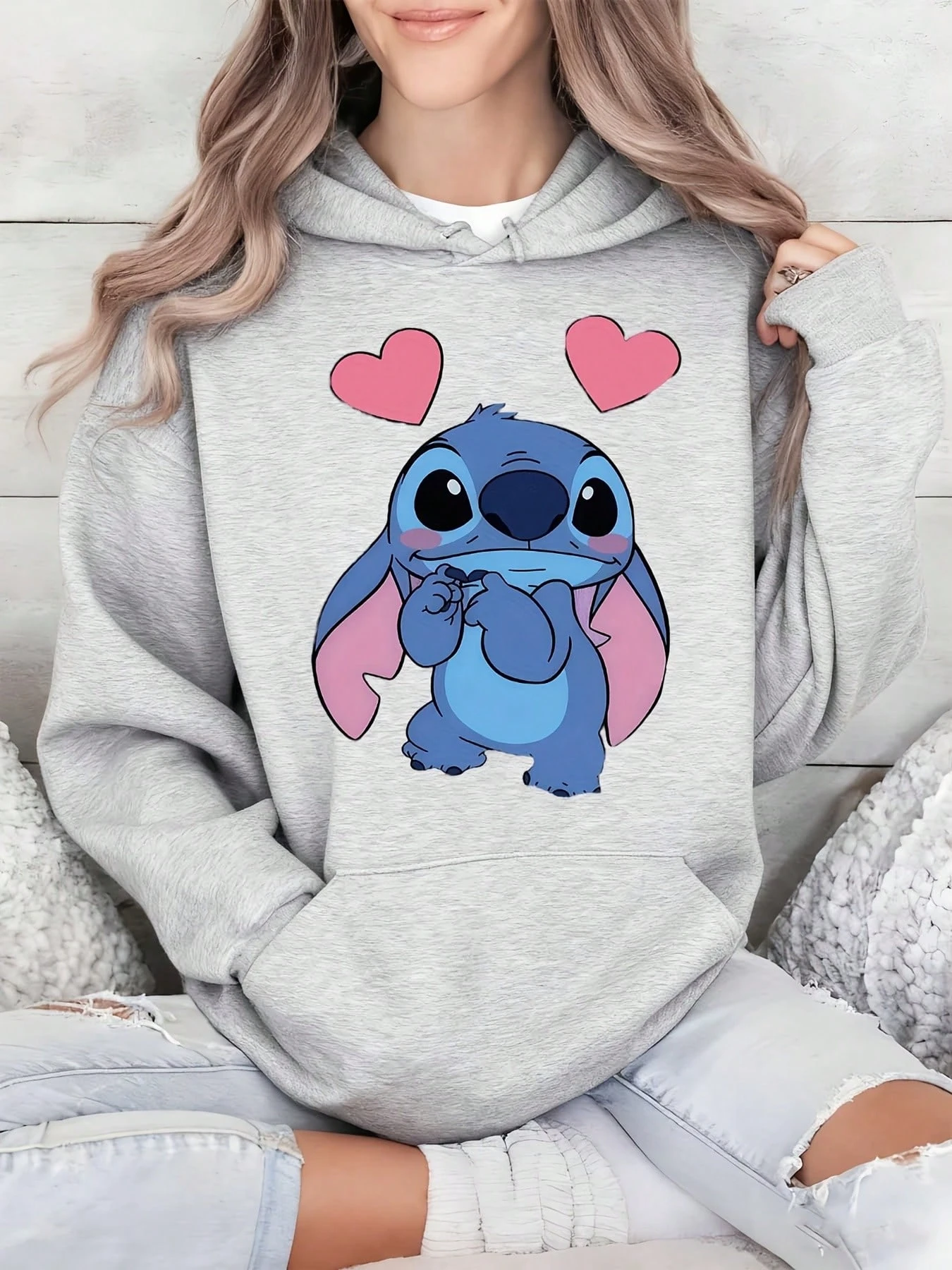 

Женская толстовка с капюшоном Disney на День святого Валентина, осенне-зимняя флисовая толстовка унисекс с капюшоном на каждый день, толстовка для любого случая