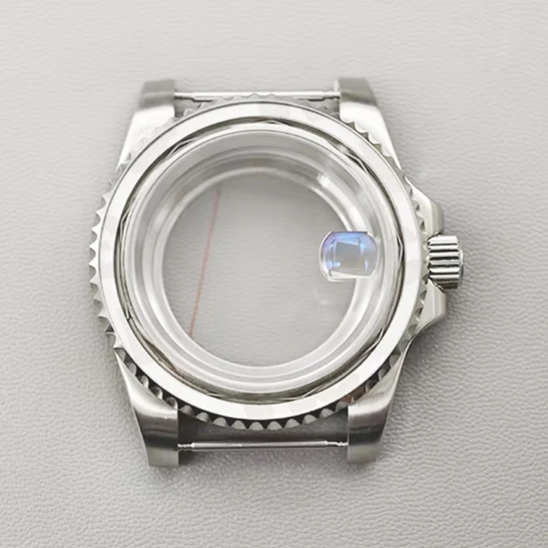 Mod 40mm NH35 Case Silver SUB Watch Case Sapphire Crystal Glass Fit for NH35 NH36 4R35 7S Movement 28.5mm Dial Cases Refit Parts