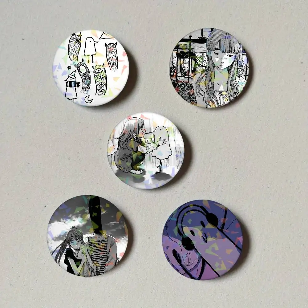 Goodnight Oyasumi Punpun Button Pins Backpack Clothing Decor Brooch Cartoon Science Fiction Badge Laser Jewelry Gifts for Kids