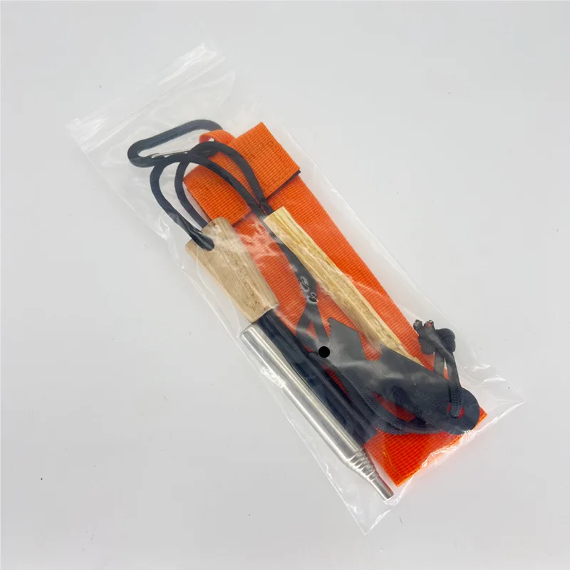 Magnesium Rod Blowtorch Set Flint Pine and Transparent Ribbon Bag Survival Kit Portable Stainless Steel Telescopic Blowtorch