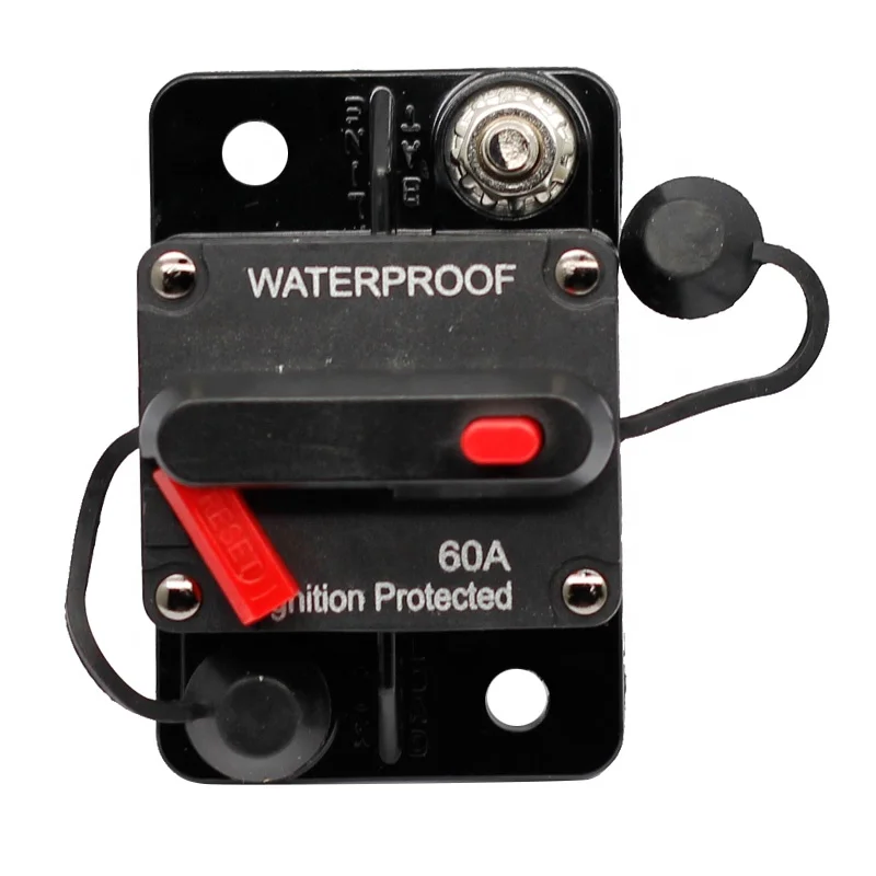 Waterproof 60Amp Panel Mount Hi-Amp Manual Reset Circuit Breaker Switch Dc Breaker for Solar Panels  48V