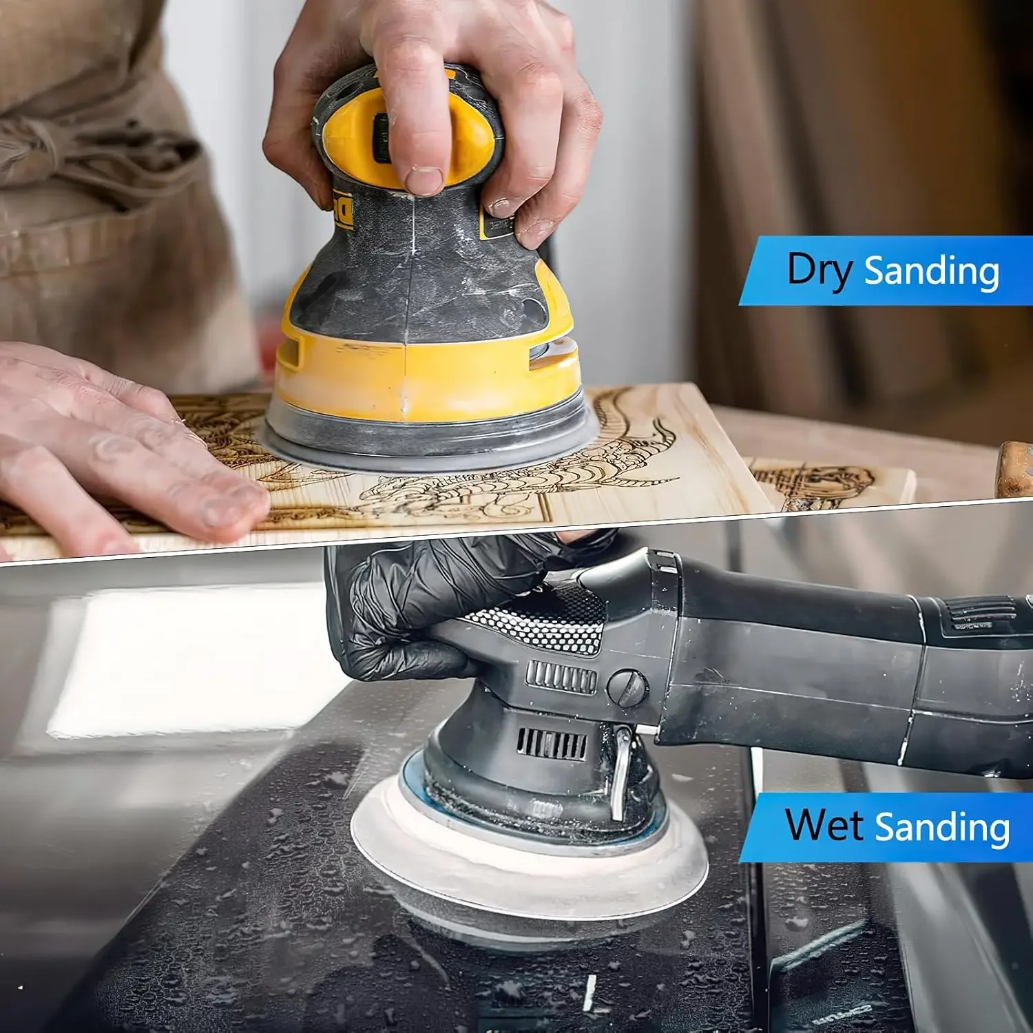 50 قطعة 6 بوصة أقراص الصنفرة الرطبة والجافة هوك وحلقة، 5 فريك مختلفة من ورق الصنفرة، مجموعة تلميع المعادن الخشبية للسيارات