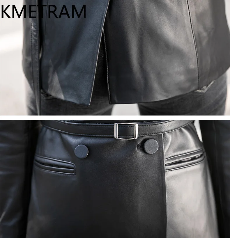 100 % erste Schicht Schaffell Jacke Frau Mode schwarz echtes Leder Anzug Jacken Frauen 2025 Herbst Damen Kleidung Majaбка