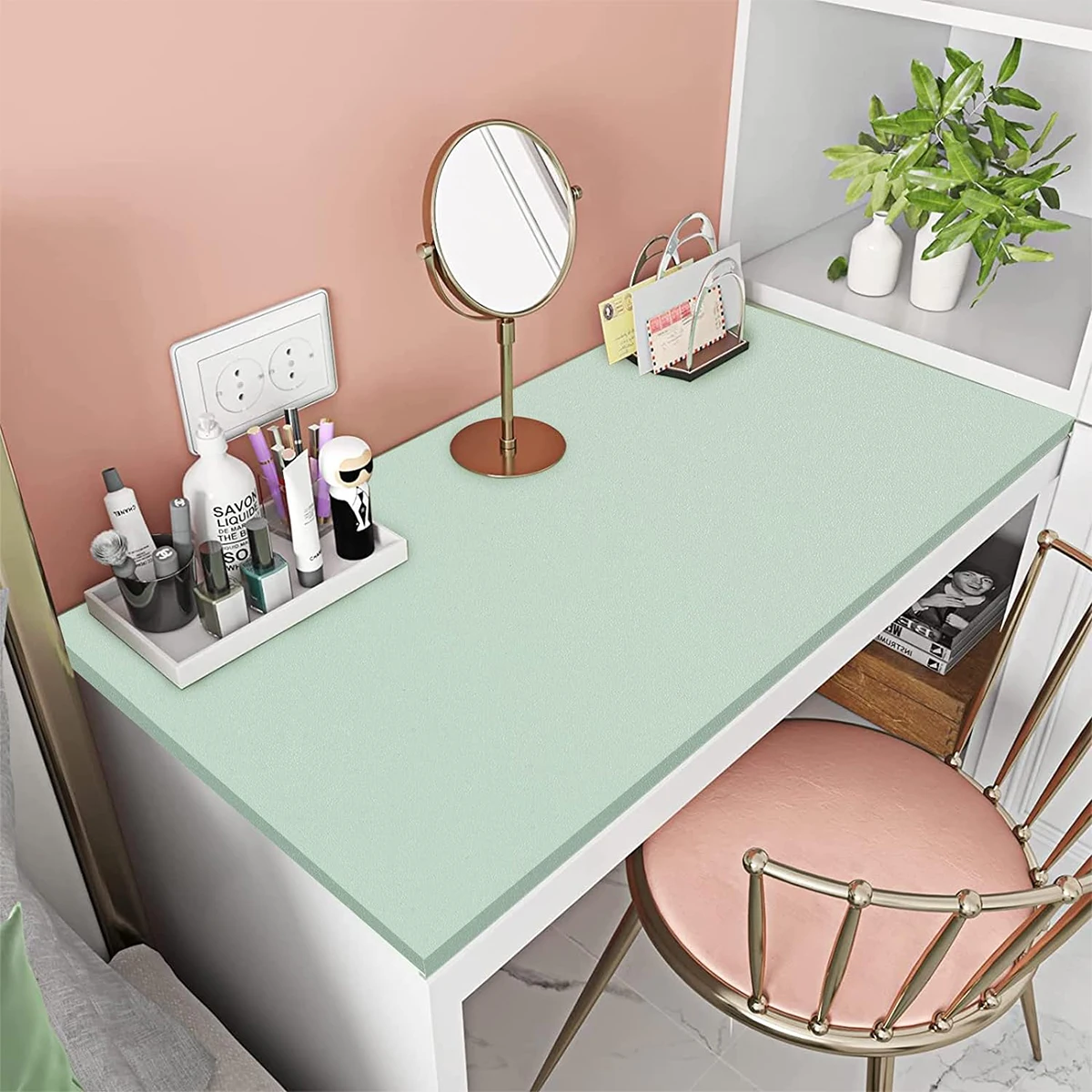 55 سنتيمتر عرض ذاتية اللصق فيلم الأخضر مات سميكة ملصق الأثاث المطبخ لخزائن الجداول جدار DIY تجديد خلفية #1