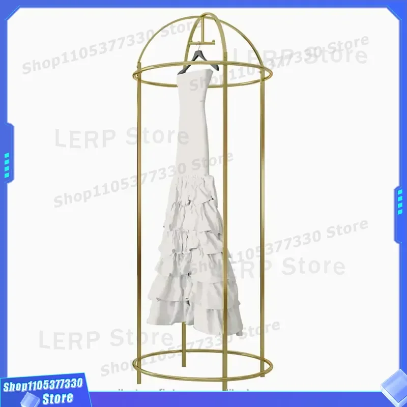 Gold Metal Bird Cage Clothing Rack Round Independent Hanger for Women Apparel Display Stand Simple Design Shop Fixture Simple