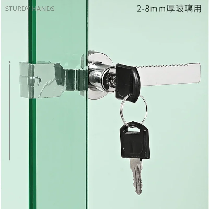 2 set of stainless steel glass door lock display cabinet notification bar cabinet sliding glass window serrated lock buckle