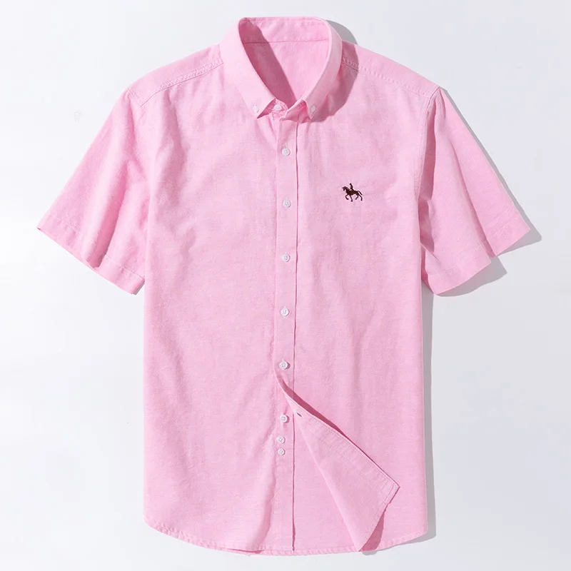 S~6XL Cotton Oxford Shirts For Mens Short Sleeves Summer  Male Clothes Business Casual  Regular Fit High Quality Fashion