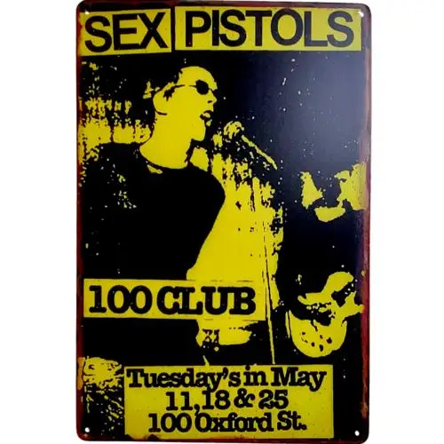 Vintage Punk Rock & Roll Metal Sign Retro 70s Concert Tin Sign 12x8