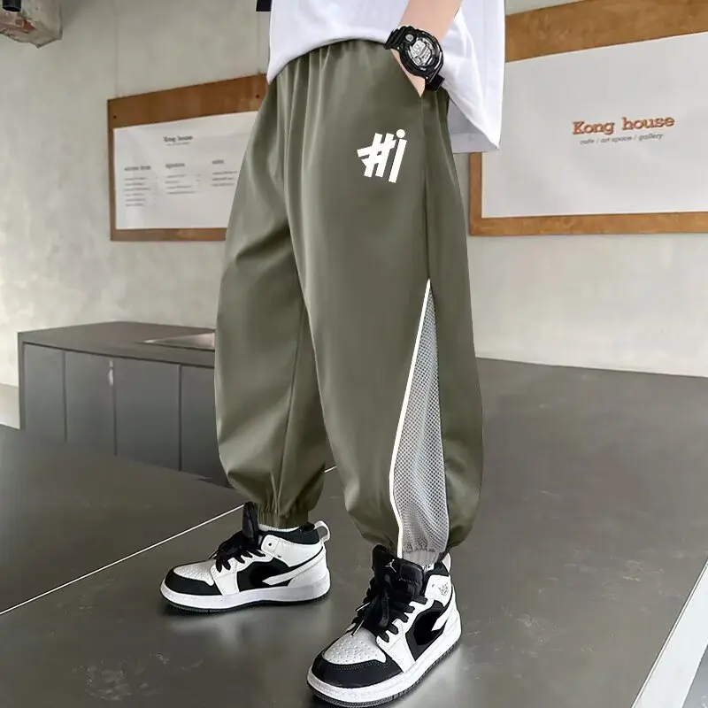 Summer Boys' Pants Japan High Street Fashion Trousers Black Thin Sports Pants Casual Children's Clothing New Kids Sweatpants