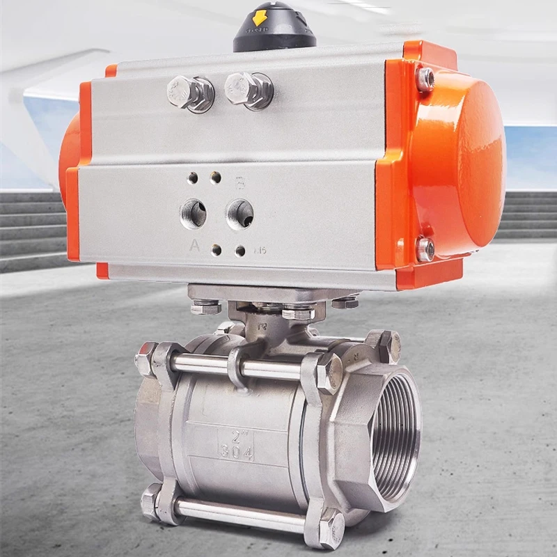DN8 DN10 DN15 DN20 DN25 DN32 DN40 DN50  Three Piece Pneumatic Ball Valve with High Platform 304 Double Acting Cylinder