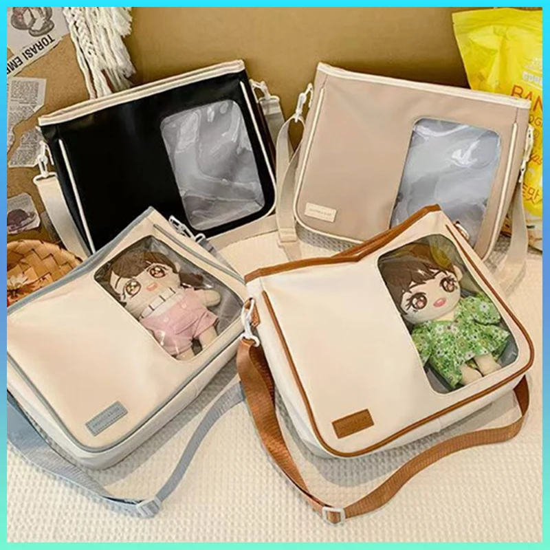 Japanese Student Shoulder Bag Cute Doll Bag Diy Display Transparent Pocket Messenger Bag Plush Toy Bag For Children And Girls