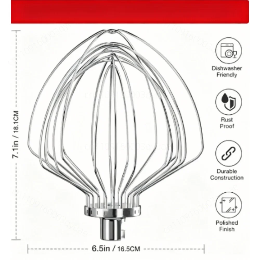 Stainless Steel 11 Wire Whip Attachment for 7QT Lift Stand Mixer KN211WW