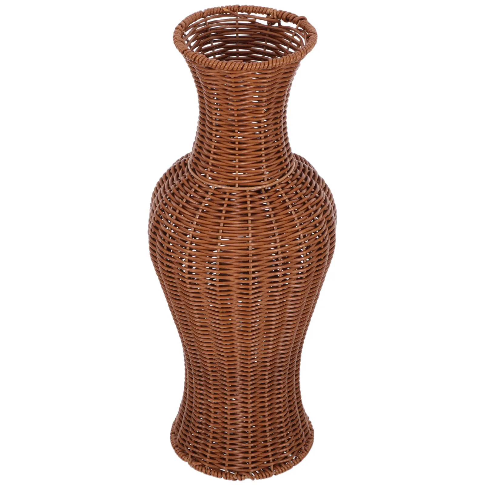 

Woven Flower Vase Plastic Imitation Rattan Style Simple Elegant Floor Dried Flower Container for Living Room Bedroom Table