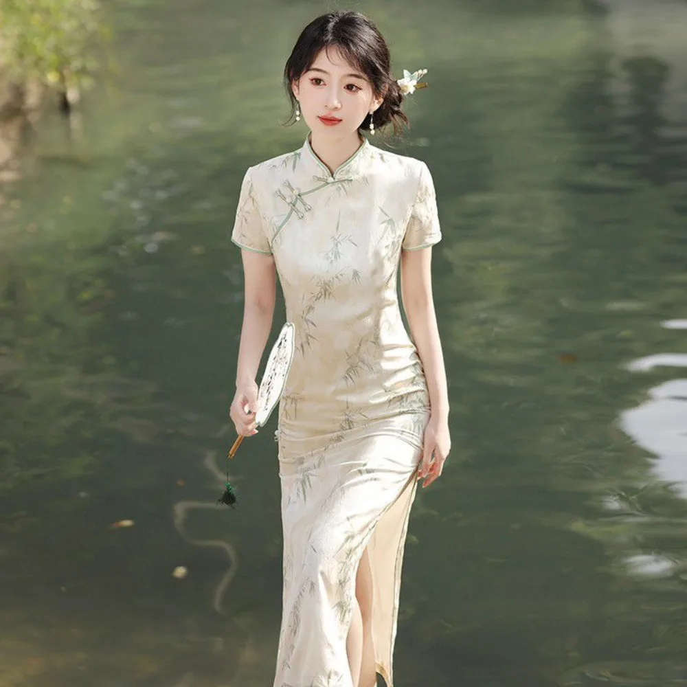 

Современное платье Ципао 2025 года, новинка, молодежное ретро-платье Republic, миниатюрная повседневная одежда, летнее платье Cheongsam