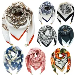 Fashion Satin Ladies Square Scarf Soft Elegant Magnetic Buckle Scarf Simple Neck Protection False Collar for Women