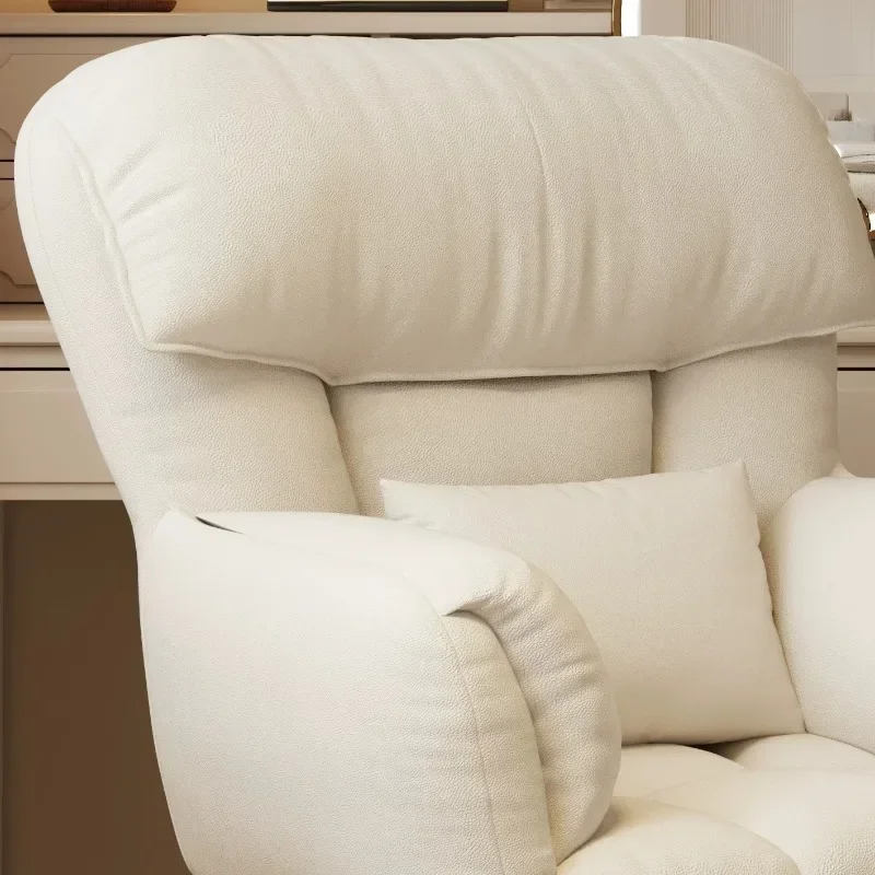 Thick Cloud Padded Swivel Desk Chair Removable Waist Pillow Height Adjustable Soft Leisure Computer Seat for Bedroom Study