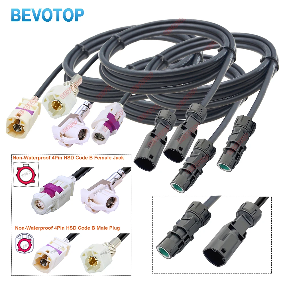 1PCS Car Video Line HSD LVDS Cable 4Pin Waterproof HSD A Female to Non-Waterproof HSD B Male/Female Connector Wire Harness
