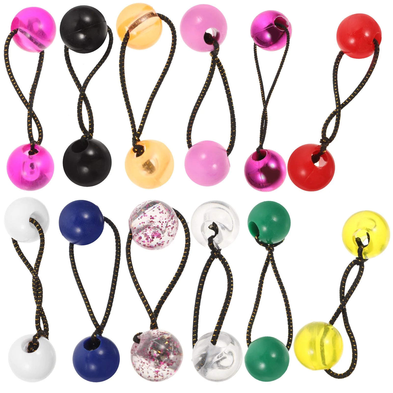 

24 Pcs Ponytail Double Bead Head Rope Elastic Holders for Kids Girls Hair Ties Ribbons Toddler Ball with Balls