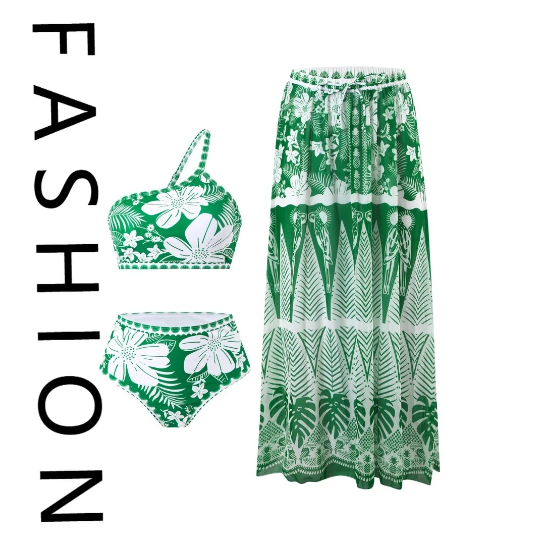 

Новинка 2025 года, цельный купальник, костюм-бикини, консервативная пляжная юбка на животе, шифоновая юбка с запахом, купальник из горячих источников