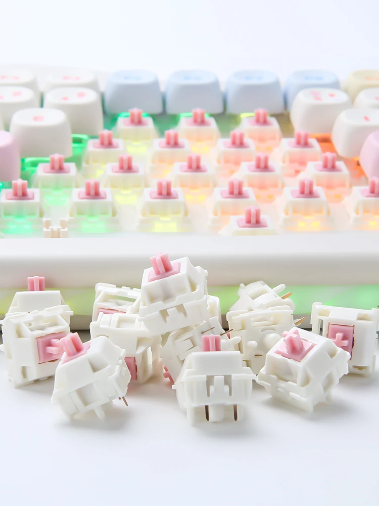 YUNZII Candy commutateurs linéaires, commutateur mécanique crémeux pré-lubrifié à 5 broches pour clavier de jeu échangeable à chaud et capuchons de touches MX, 35 pièces/paquet